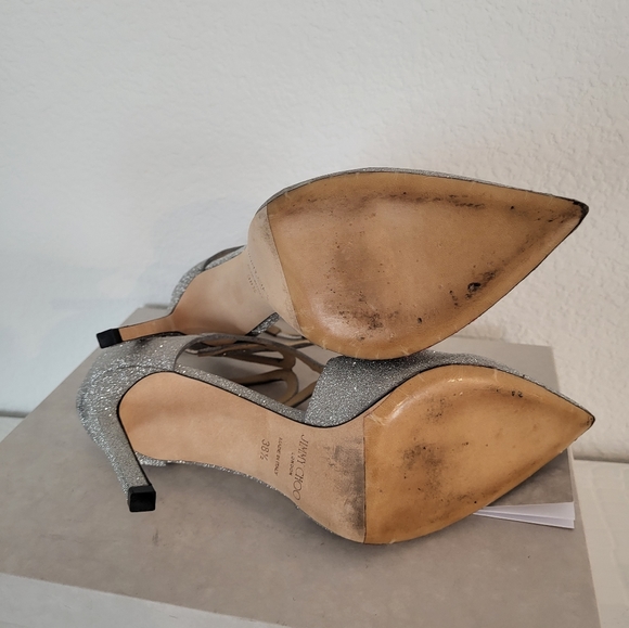 Jimmy Choo Glittered Strappy Sandals. Silver. Size 8.5 - Picture 8 of 9